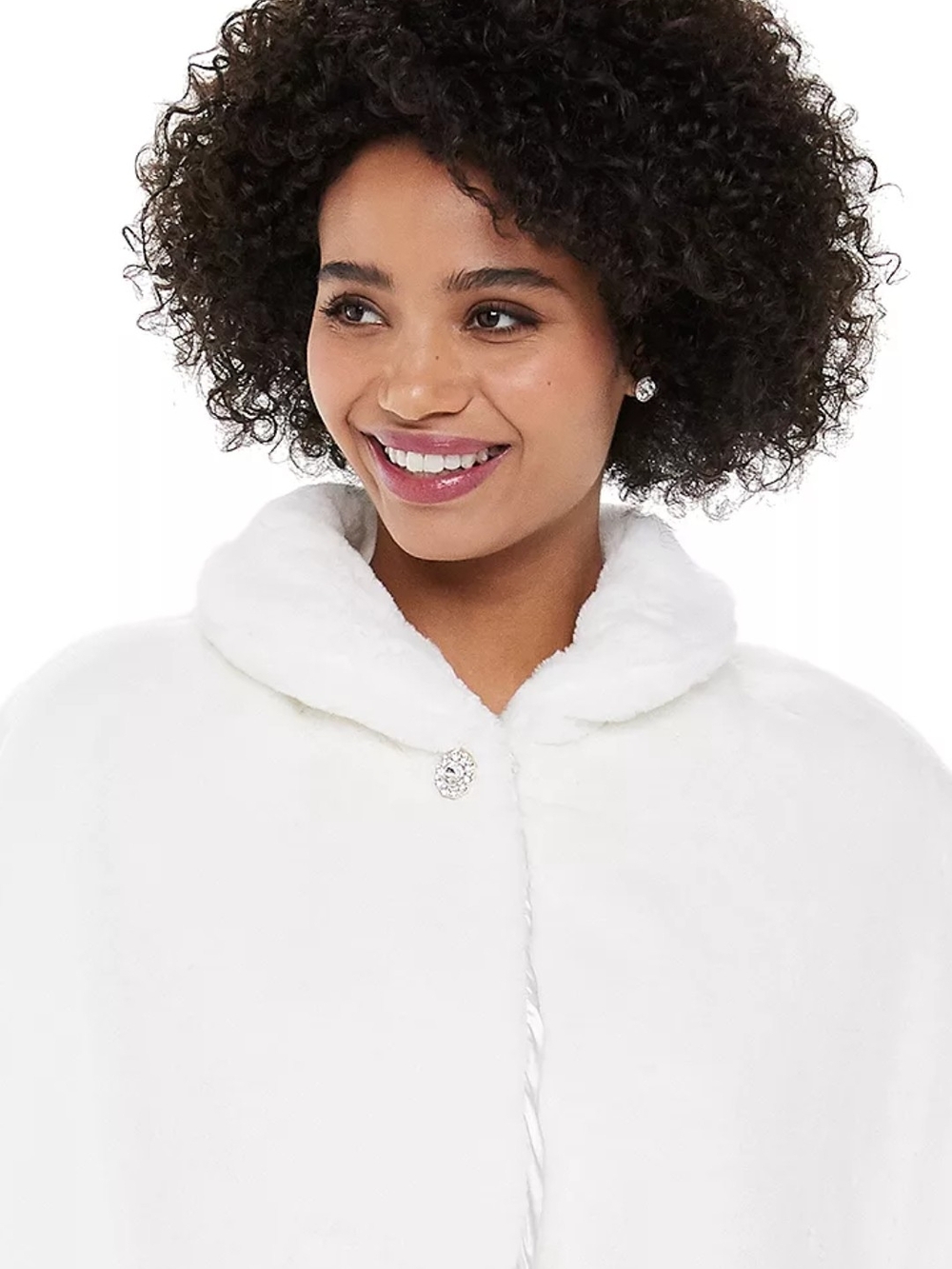 Women's Cream Faux Fur Cape